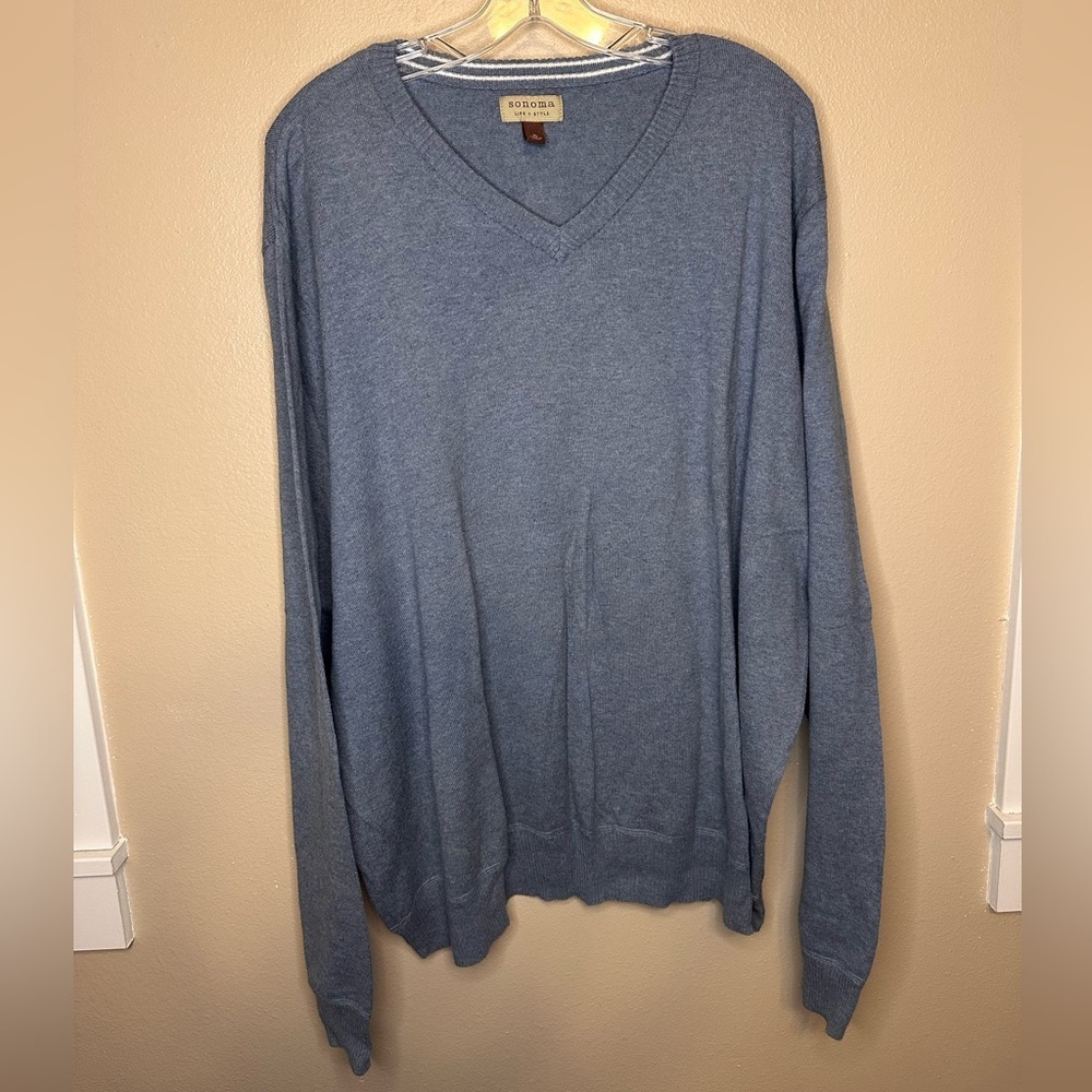 Sonoma Men’s V-neck Lightweight Sweater Size XL Dusty Blue
